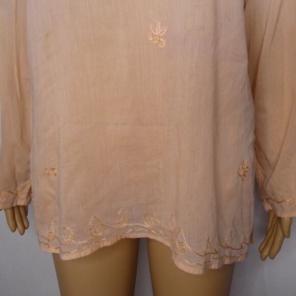 Kaaku Ombre Embroidered Boho Blouse Long Sleeve Free One Size Lightweight - Picture 2 of 10